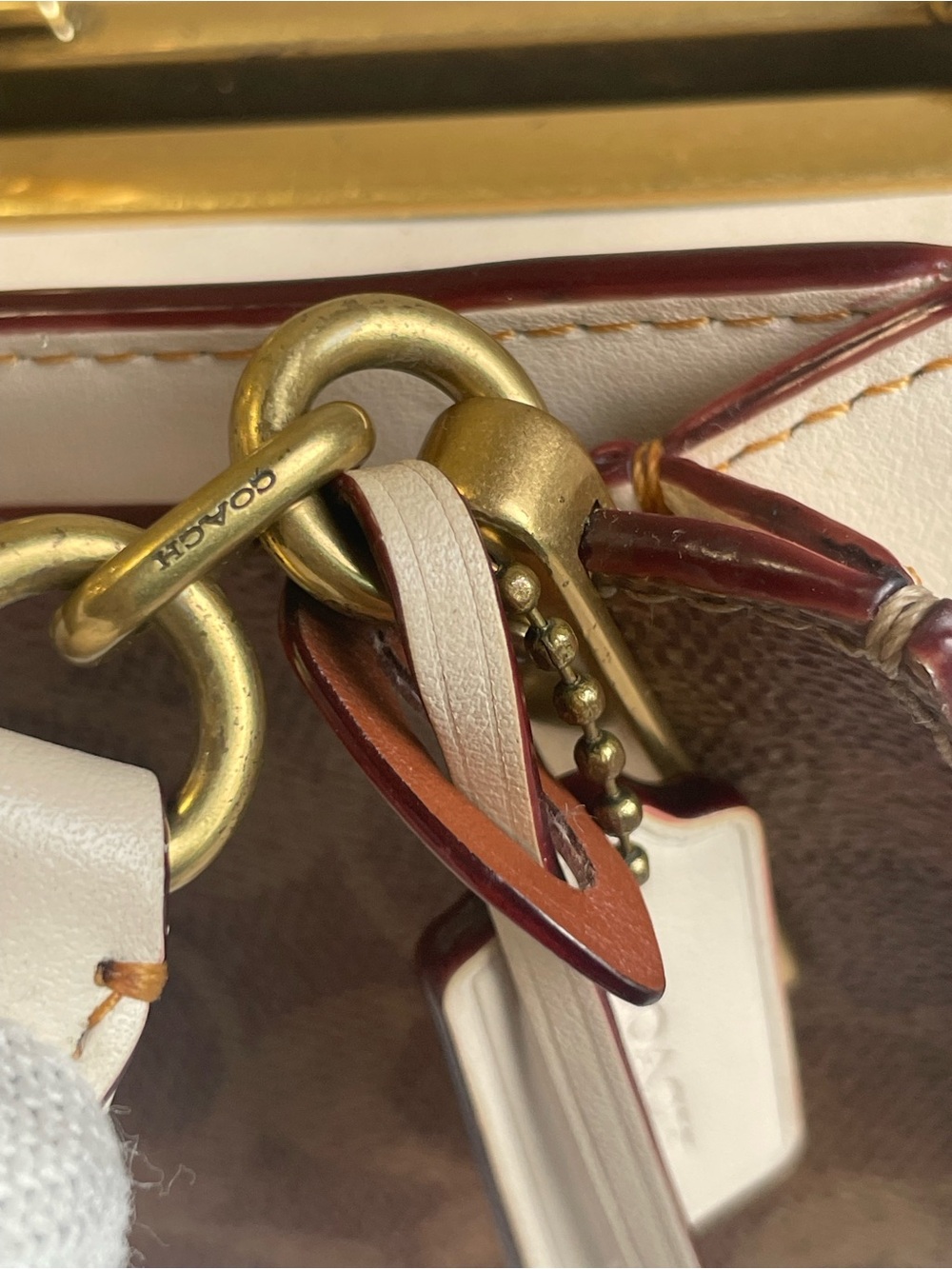 Coach 1941 Kiss-lock Dreamer 21 Cream and Brown Signature Frame Satchel - Picture 4 of 14